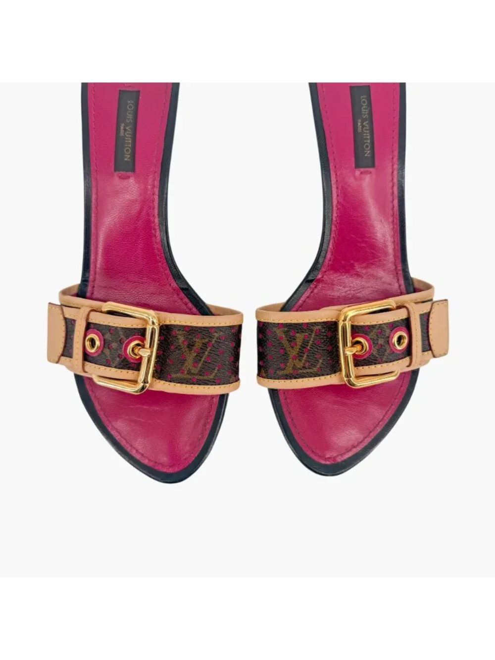 Louis Vuitton Vintage LV Kitten Mule Sandals Brown Size 36.5 US 6.5 Women's